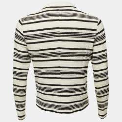 Pre Owned Emporio Armani Monochrome Striped Cotton Button Front Jacket L