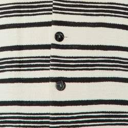 Pre Owned Emporio Armani Monochrome Striped Cotton Button Front Jacket L