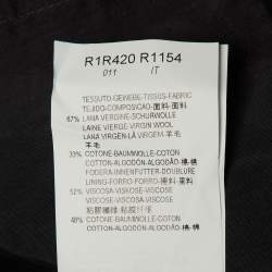 Pre Owned Emporio Armani Black Striped Wool & Cotton Zip Up Jacket L