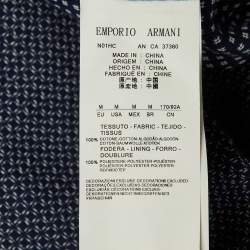 Pre Owned Emporio Armani Navy Blue Square Pattern Cotton Button Front Jacket M