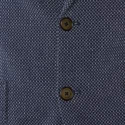 Pre Owned Emporio Armani Navy Blue Square Pattern Cotton Button Front Jacket M