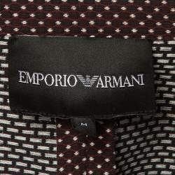 Pre Owned Emporio Armani Brown Textured Cotton Button Front Jacket M