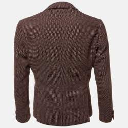 Pre Owned Emporio Armani Brown Textured Cotton Button Front Jacket M