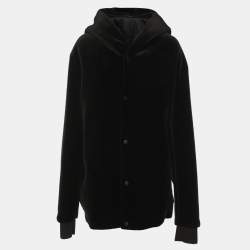 Pre Owned Emporio Armani Black Velvet Hoodie XXXL