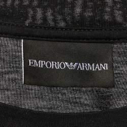 Pre Owned Emporio Armani Black Foil Logo Detail Knit T-Shirt L