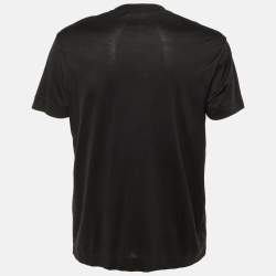 Pre Owned Emporio Armani Black Foil Logo Detail Knit T-Shirt L