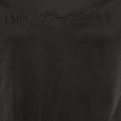 Pre Owned Emporio Armani Black Logo Embroidered Jersey Crew Neck T-Shirt L