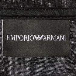 Pre Owned Emporio Armani Black Logo Embroidered Jersey Crew Neck T-Shirt L