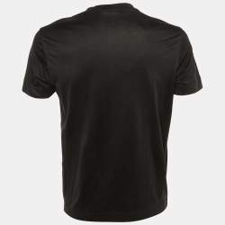Pre Owned Emporio Armani Black Logo Embroidered Jersey Crew Neck T-Shirt L