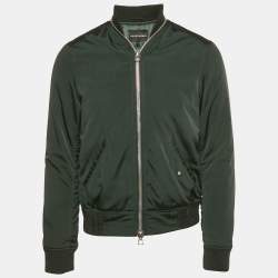 Pre Owned Emporio Armani Green Synthetic Bomber Jacket M