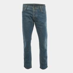 Pre Owned Emporio Armani Blue Washed Denim Tapered Fit Jeans XXL Waist 38"