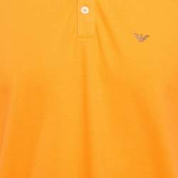 مملوكة مسبقًا تي شيرت بولو بيكيه إيمبريو أرماني بطبعة شعار برتقالي مقاس كبير - إلارج