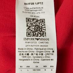 Pre Owned Emporio Armani Red Logo Print Pique Polo T-Shirt L