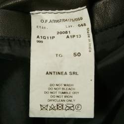 مملوكة مسبقًا جاكيت بليزر امبريو أرماني جلد أزرار أمامية أسود مقاس كبير (لارج)