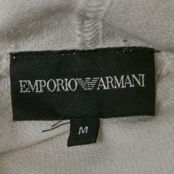 Pre Owned Emporio Armani White Modal Knit Hooded Sweatshirt M