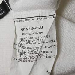 Pre Owned Emporio Armani White Modal Knit Hooded Sweatshirt M