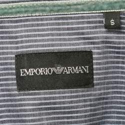مملوكة مسبقًا Emporio Armani Dark Grey Striped Cotton Button Front Shirt S