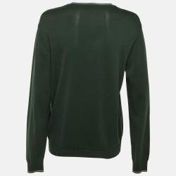 Pre Owned Emporio Armani Green Cotton Knit Logo Embroidered Sweatshirt S