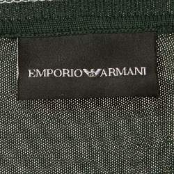 Pre Owned Emporio Armani Green Cotton Knit Logo Embroidered Sweatshirt S