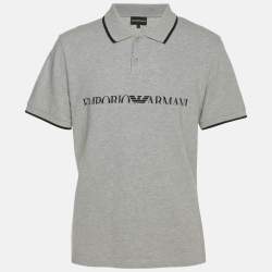 مملوكة مسبقًا تي شيرت بولو جيرسي رمادي إمبريو أرماني مقاس إكس إكس لارج