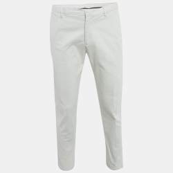 مملوكة مسبقًا Emporio Armani Grey Cotton Drill Trousers M