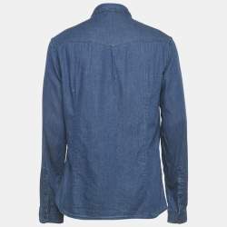 مملوكة مسبقًا Emporio Armani Blue Chambray Long Sleeve Shirt XL