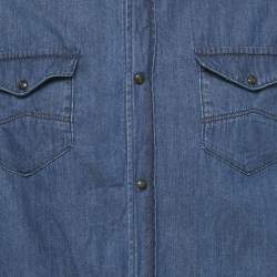 مملوكة مسبقًا Emporio Armani Blue Chambray Long Sleeve Shirt XL