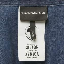 مملوكة مسبقًا Emporio Armani Blue Chambray Long Sleeve Shirt XL