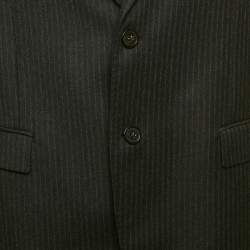 مملوكة مسبقًا Emporio Armani Charcoal Grey Pinstripe Wool Blazer XXXL