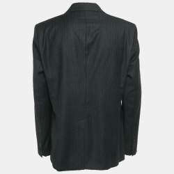 مملوكة مسبقًا Emporio Armani Charcoal Grey Pinstripe Wool Blazer XXXL