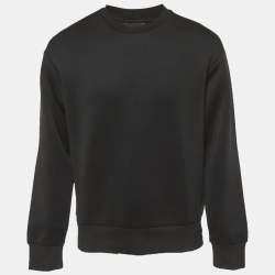 Pre Owned Emporio Armani Black Technical Jersey Logo Embroidered Sweatshirt S
