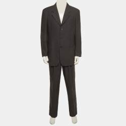 Pre Owned Emporio Armani Grey Wool Regular Fit Suit L