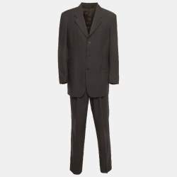 Pre Owned Emporio Armani Grey Wool Regular Fit Suit L