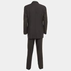 Pre Owned Emporio Armani Grey Wool Regular Fit Suit L