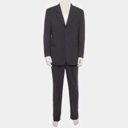 Pre Owned Emporio Armani Grey Wool Regular Fit Suit M