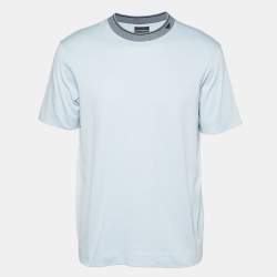 Pre Owned تِي شيرت جيرسي أزرق إيمبريو أرماني بشعار النسر الصغير مقاس متوسط (ميديوم)