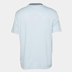 Pre Owned تِي شيرت جيرسي أزرق إيمبريو أرماني بشعار النسر الصغير مقاس متوسط (ميديوم)