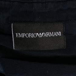 Pre Owned Emporio Armani Navy Blue Cotton Knit Polo T-Shirt 3XL