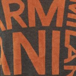 Pre Owned Emporio Armani Grey/Orange All Over Logo Knit Sweatshirt M
