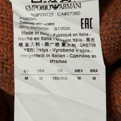 Pre Owned Emporio Armani Grey/Orange All Over Logo Knit Sweatshirt M