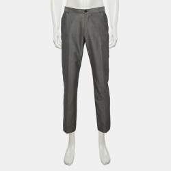 Pre Owned Emporio Armani Grey Gabardine Regular Fit Pants XXL