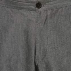 Pre Owned Emporio Armani Grey Gabardine Regular Fit Pants XXL