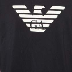 Pre Owned Emporio Armani Black Logo Detail Modal & Cotton Knit Sweatshirt XL