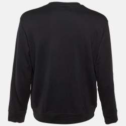 Pre Owned Emporio Armani Black Logo Detail Modal & Cotton Knit Sweatshirt XL