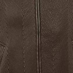 Pre Owned Emporio Armani Brown Quilted Leather Zip Front Jacket M