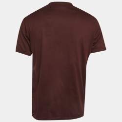 Pre Owned Emporio Armani Burgundy Logo Embroidered Jersey T-Shirt XL