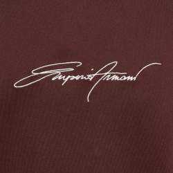 Pre Owned Emporio Armani Burgundy Logo Embroidered Jersey T-Shirt XL