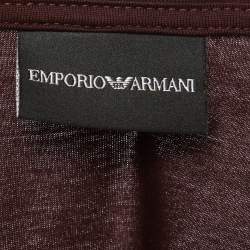 Pre Owned Emporio Armani Burgundy Logo Embroidered Jersey T-Shirt XL