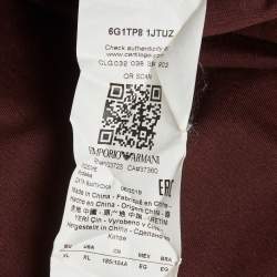 Pre Owned Emporio Armani Burgundy Logo Embroidered Jersey T-Shirt XL