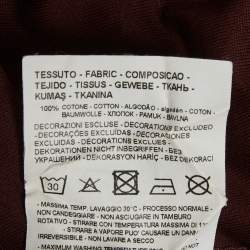 Pre Owned Emporio Armani Burgundy Logo Embroidered Jersey T-Shirt XL